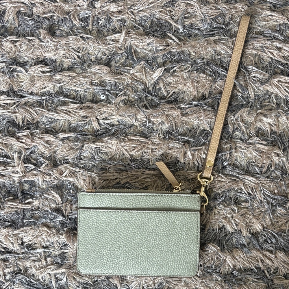 Nanette Lepore Olive, Cream & Tan Leather Wristlet Card Holder - Picture 2 of 12